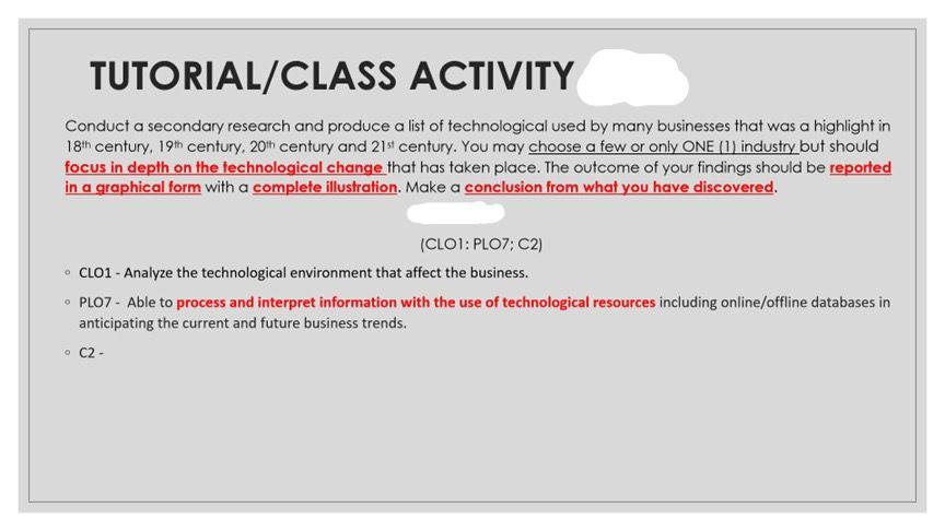 Tutorial Class Activity Conduct A Secondary Research And Produce A List Of Technological Used By Many Businesses That Wa 1