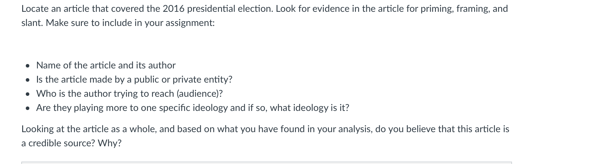 Locate An Article That Covered The 2016 Presidential Election Look For Evidence In The Article For Priming Framing An 1