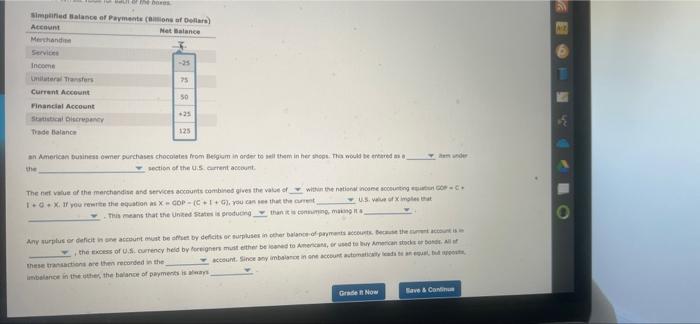 Select The Camet Value For Each Of The Ove Simped Balance Of Payments Billions Of Dollar Account N Servis I Unilateral 2