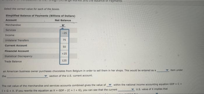 Select The Camet Value For Each Of The Ove Simped Balance Of Payments Billions Of Dollar Account N Servis I Unilateral 16