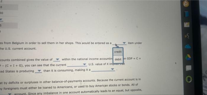 Select The Camet Value For Each Of The Ove Simped Balance Of Payments Billions Of Dollar Account N Servis I Unilateral 18