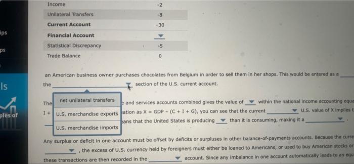 Select The Camet Value For Each Of The Ove Simped Balance Of Payments Billions Of Dollar Account N Servis I Unilateral 19