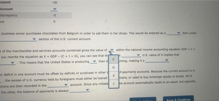 Select The Camet Value For Each Of The Ove Simped Balance Of Payments Billions Of Dollar Account N Servis I Unilateral 20