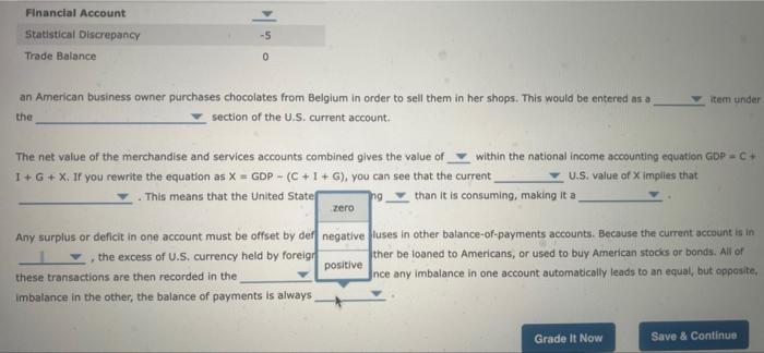 Select The Camet Value For Each Of The Ove Simped Balance Of Payments Billions Of Dollar Account N Servis I Unilateral 27