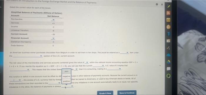 Select The Camet Value For Each Of The Ove Simped Balance Of Payments Billions Of Dollar Account N Servis I Unilateral 28