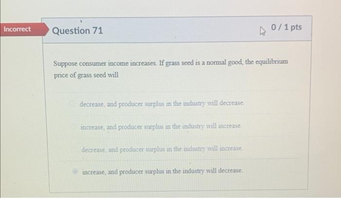 Ncorrect Question 77 If An Objective Of Public Policy Is To Allocate Pollution To Those Factories That Face The Highest 5