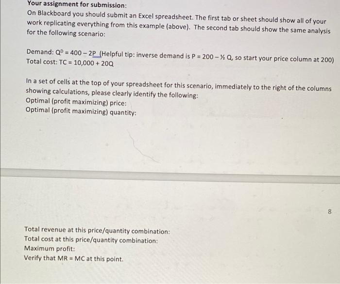 Your Assignment For Submission On Blackboard You Should Submit An Excel Spreadsheet The First Tab Or Sheet Should Show 1