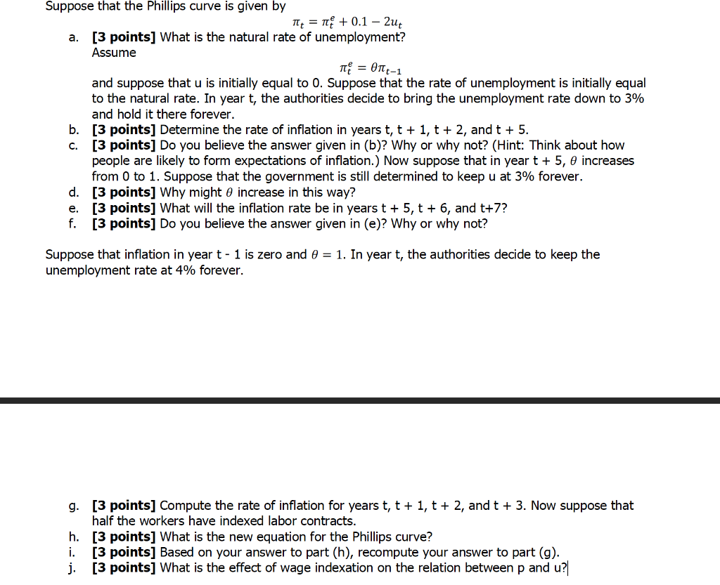 Suppose That The Phillips Curve Is Given By 1