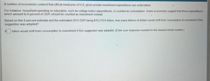 A Number Of Economists Contend That Official Measures Of Us Gross Private Investment Expenditures Are Understated For 1