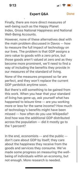 Read Through The Shortcomings Of Gdp Identified In Your Textbook Next Look At This Article Published By Cbs News Do Yo 1