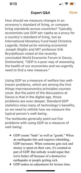 Read Through The Shortcomings Of Gdp Identified In Your Textbook Next Look At This Article Published By Cbs News Do Yo 3