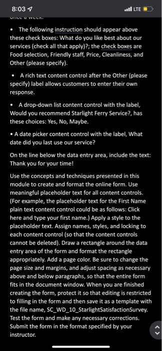 8 03 All Lte De Create An Online Form For A Ferry Servicenote To Complete This Assignment You May Be Required 2