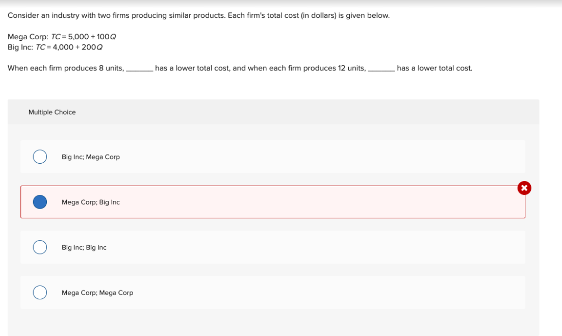 Consider An Industry With Two Firms Producing Similar Products Each Firm S Total Cost In Dollars Is Given Below Mega 1