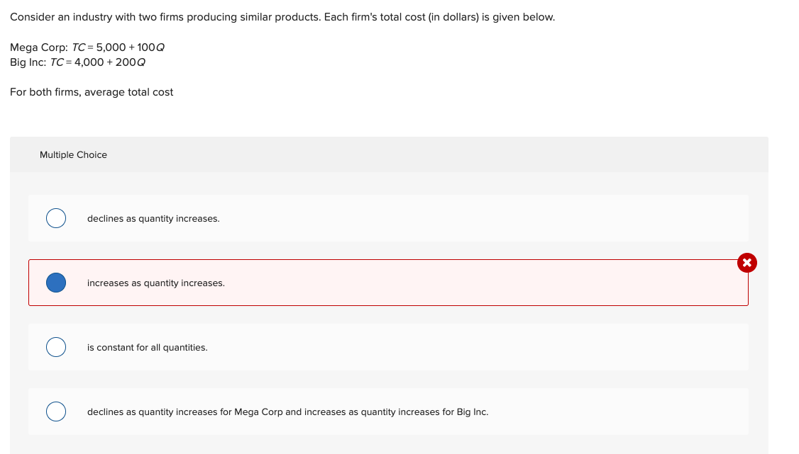 Consider An Industry With Two Firms Producing Similar Products Each Firm S Total Cost In Dollars Is Given Below Mega 1