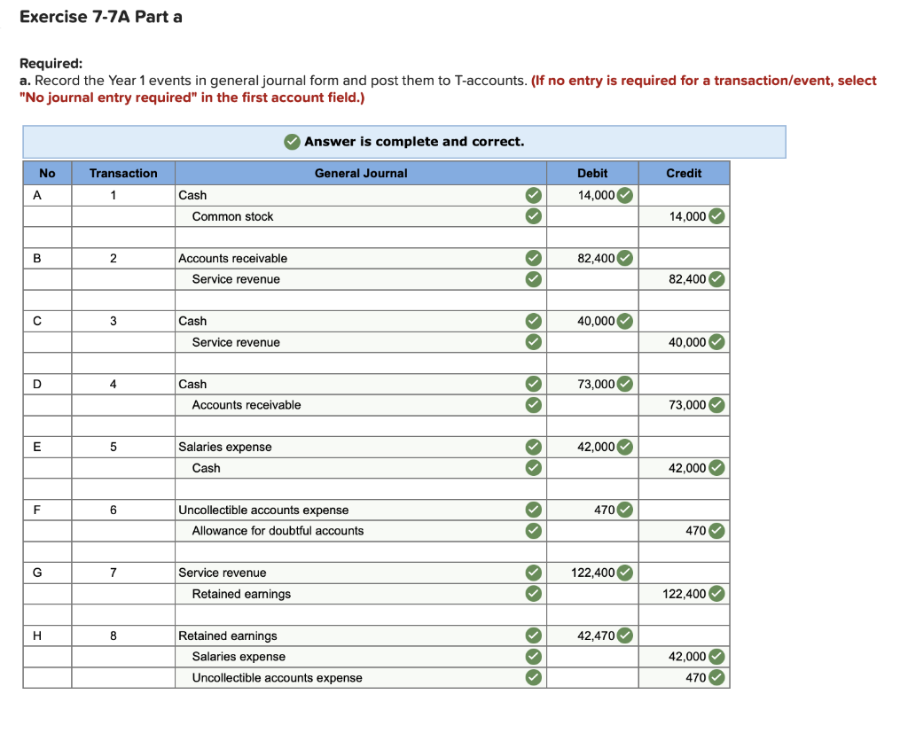 Required Information Exercise 7 7a Effect Of Recognizing Uncollectible Accounts On The Financial Statements Percent O 2