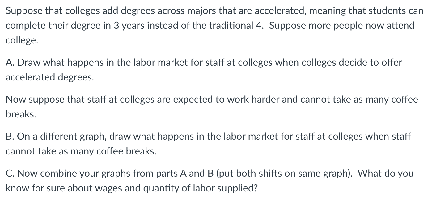 Suppose That Colleges Add Degrees Across Majors That Are Accelerated Meaning That Students Can Complete Their Degree In 1