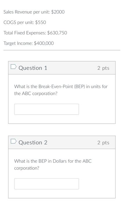 Enter Alternative Values For Fixed Costs Contribution Margin Per Unit Contribution Margin Ratio And Target Net Income 2