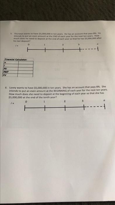 N Financial Calculator 17 5 Thurston Wants To Have 5 000 000 In Ten Years He Has An Account That Pays He Intends To 1