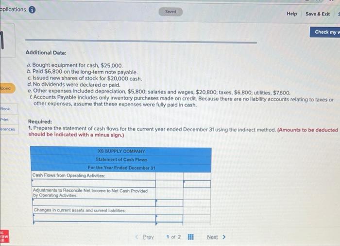 12 Applications I 25 Points Skipped Ebook 1 Xs Supply Company Is Developing Its Annual Financial Statements At December 2