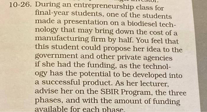 Class For 10 26 During An Entrepreneurship Final Year Students One Of The Students Made A Presentation On A Biodiesel 1