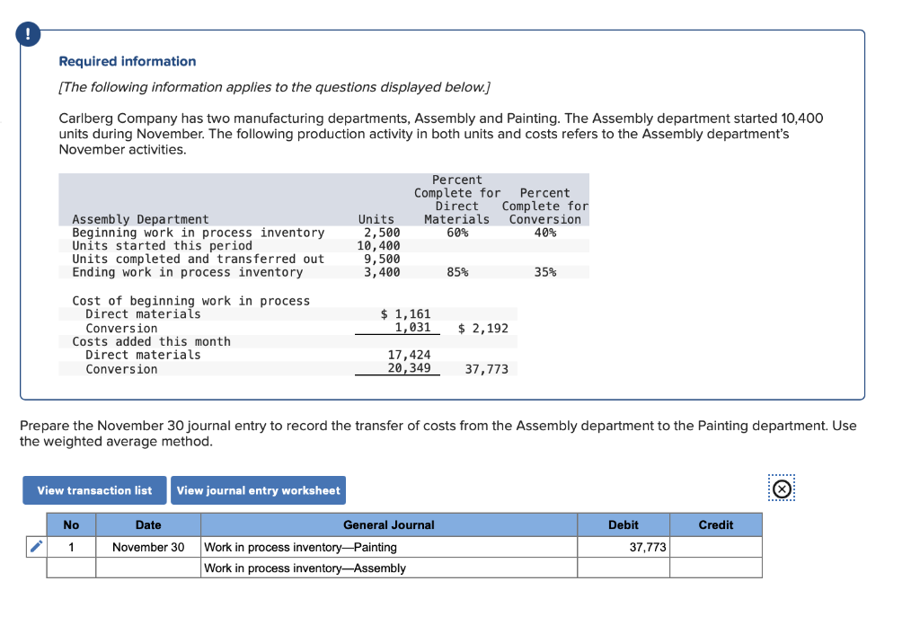 Required Information The Following Information Applies To The Questions Displayed Below Carlberg Company Has Two Manu 1
