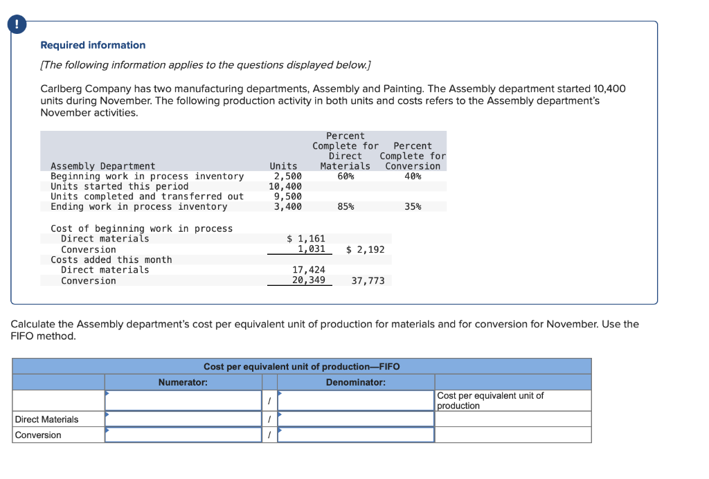 Required Information The Following Information Applies To The Questions Displayed Below Carlberg Company Has Two Manu 1