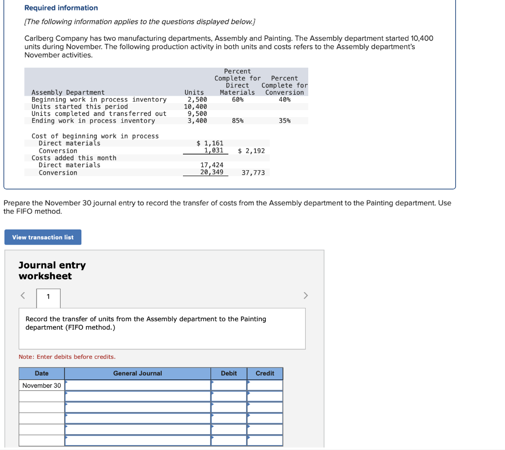 Required Information The Following Information Applies To The Questions Displayed Below Carlberg Company Has Two Manu 1