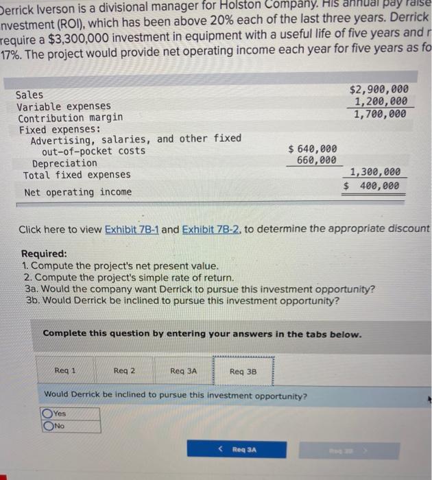 Sales Variable Expenses Contribution Margin Derrick Iverson Is A Divisional Manager For Holston Company His Annual Pay 5