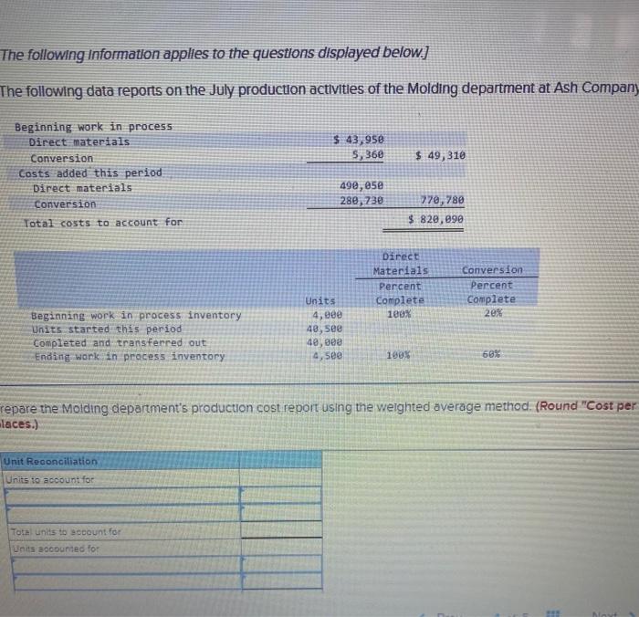 7 The Following Information Applies To The Questions Displayed Below The Following Data Reports On The July Production 1