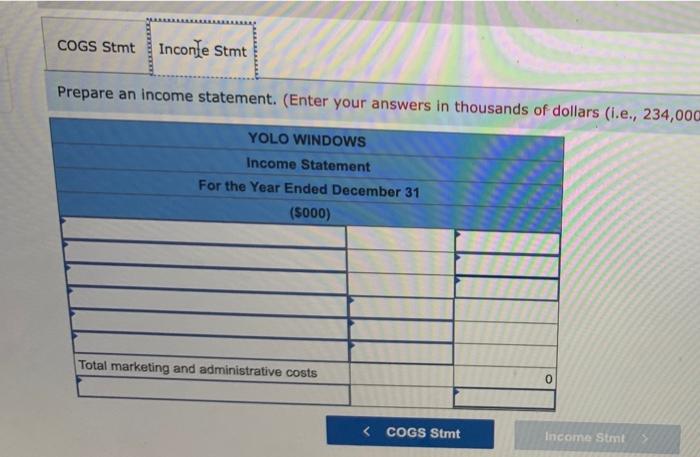 S Yolo Windows A Manufacturer Of Windows For Commercial Buildings Reports The Following Account Information For Last Y 4