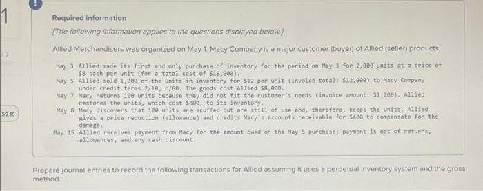 12 59 16 Required Information The Following Information Applies To The Questions Displayed Below Allied Merchandiser 1