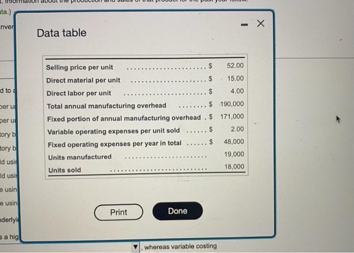 Regal Industries Has One Product Information About The Production And Sales Of That Product For The Past Year Follow 4