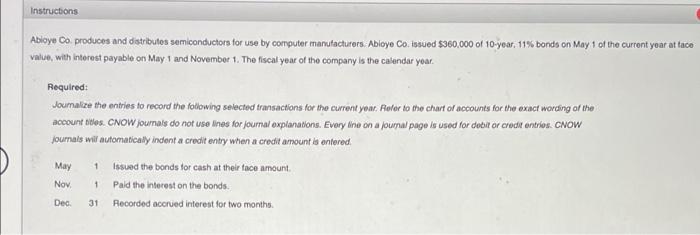 Instructions Abloye Co Produces And Distributes Semiconductors For Use By Computer Manufacturers Abioye Co Issued 36 1