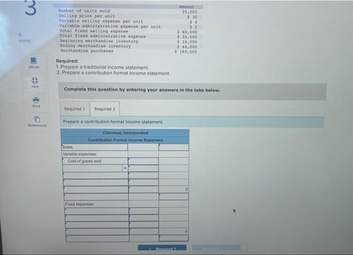 10 10 Pan 19 Exercise 1 6 Static Traditional And Contribution Format Income Statements Lo1 6 Cherokee Incorporated I 2