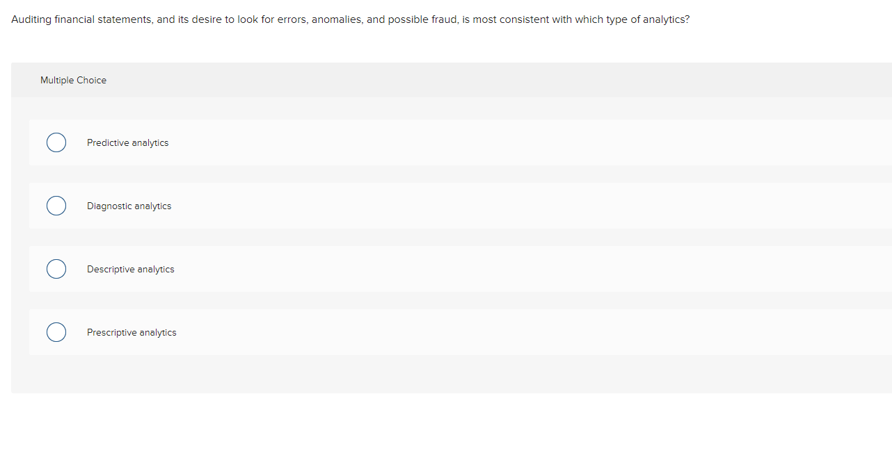 Auditing Financial Statements And Its Desire To Look For Errors Anomalies And Possible Fraud Is Most Consistent With 1
