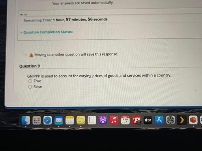 Your Answers Are Saved Automatically Remaining Time 1 Hour 57 Minutes 56 Seconds Question Completion Status Moving 1