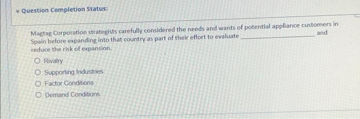 Question Completion Status Magtag Corporation Strategists Carefully Considered The Needs And Wants Of Potential Applian 1