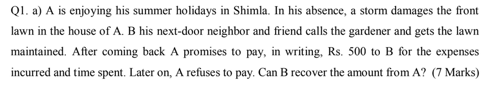 Q1 A A Is Enjoying His Summer Holidays In Shimla In His Absence A Storm Damages The Front Lawn In The House Of A B 1