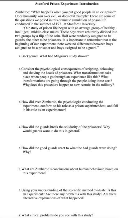 Stanford Prison Experiment Introduction Zimbardo What Happens When You Put Good People In An Evil Place Does Humanity 1