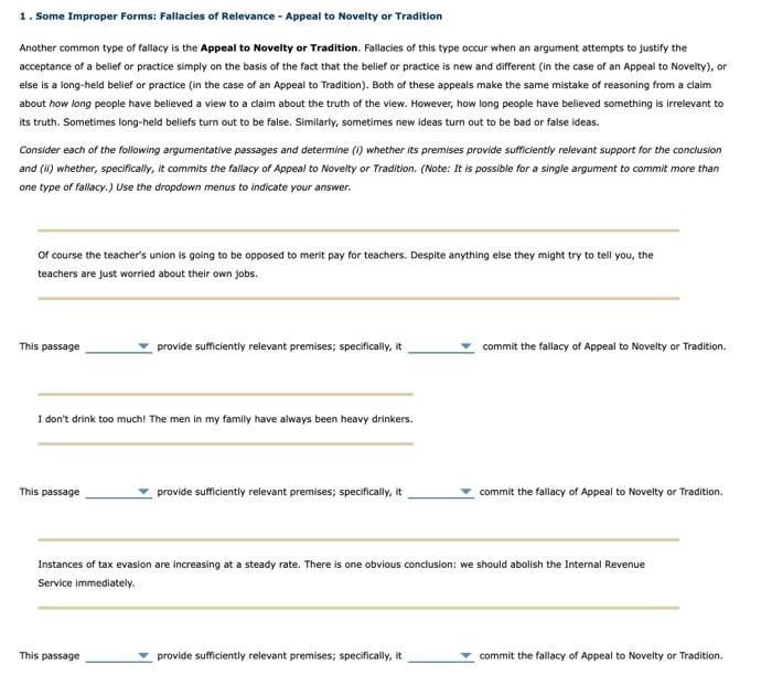 1 Some Improper Forms Fallacies Of Relevance Appeal To Novelty Or Tradition Another Common Type Of Fallacy Is The Ap 1