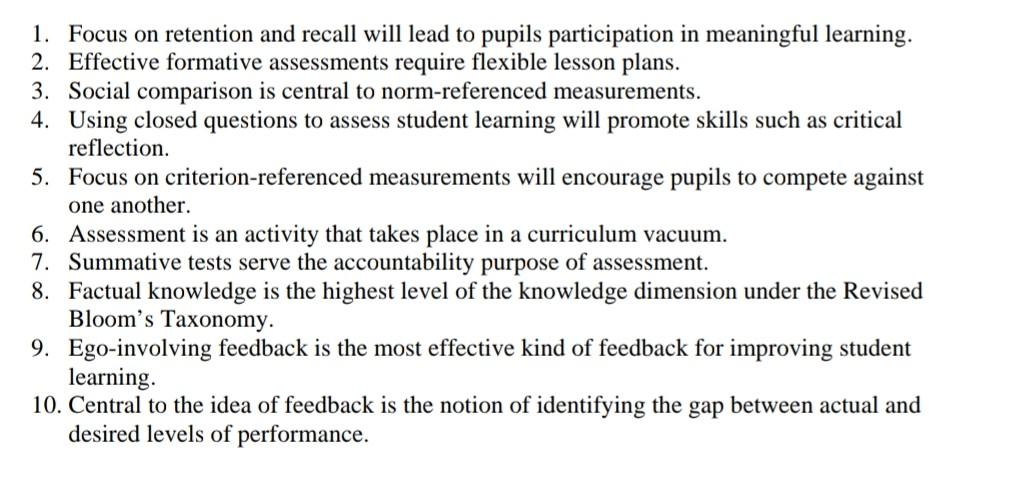 1 Focus On Retention And Recall Will Lead To Pupils Participation In Meaningful Learning 2 Effective Formative Assess 1