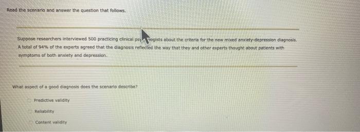 Read The Scenario And Answer The Question That Follows Suppose Researchers Interviewed 500 Practicing Clinical Psyogist 1