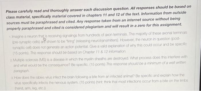 Please Carefully Read And Thoroughly Answer Each Discussion Question All Responses Should Be Based On Class Material S 1