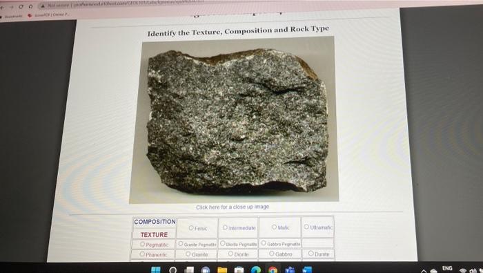 400 An Profdatert Co G101 G Cm P Identify The Texture Composition And Rock Type Composition Texture O Pegmatisc Ophan 1