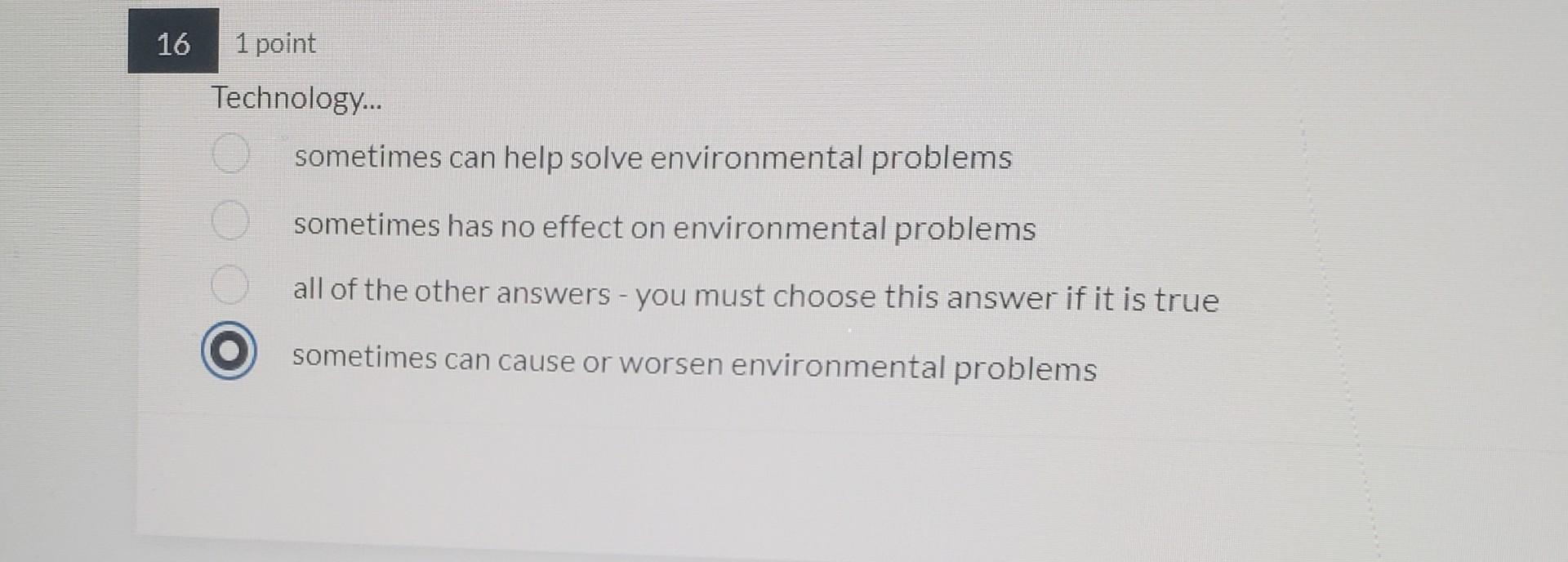 20 1 Point What Is The Environment Cultural Factors Oooo Biotic Factors Abiotic Factors All Of The Other Answers You 5