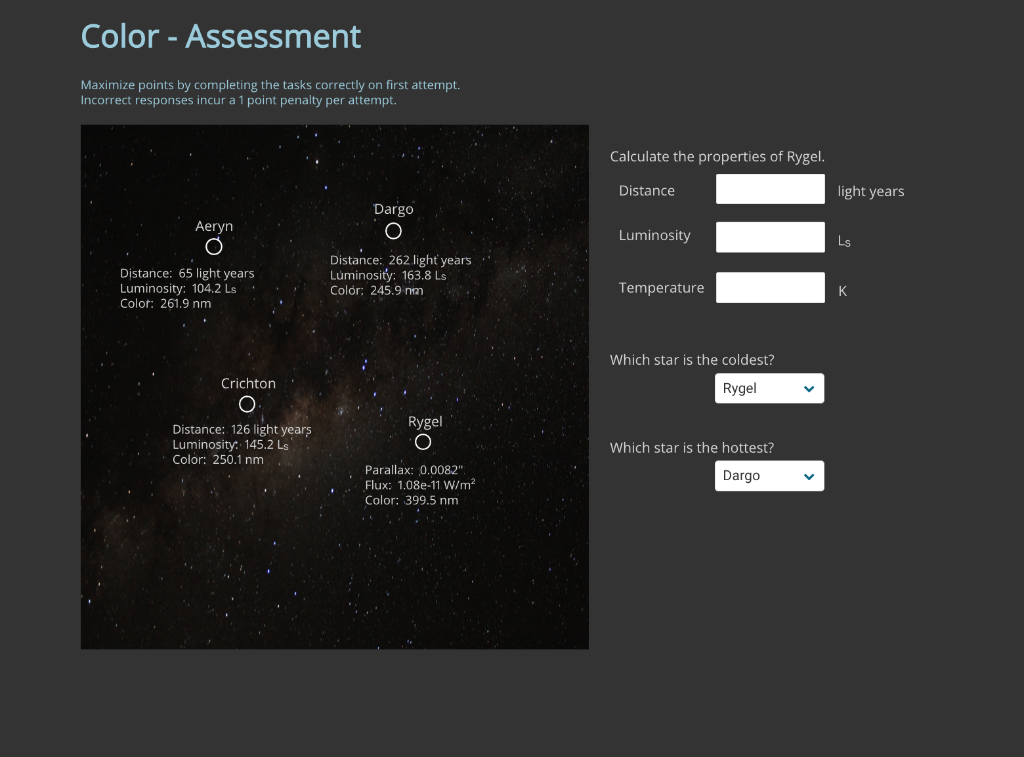 Color Assessment Maximize Points By Completing The Tasks Correctly On First Attempt Incorrect Responses Incur A 1 Poi 1