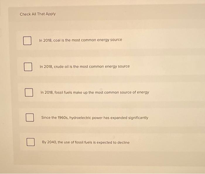 Select All The Statements That Correspond To The Data Presented In The Graph Of Energy Sources Year Billions Barrels Of 2