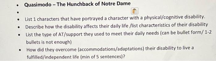 Quasimodo The Hunchback Of Notre Dame 1 List 1 Characters That Have Portrayed A Character With A Physical Cognit 1