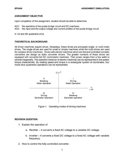 Epo640 Assignment Objective Upon Completion Of This Assignment Student Should Be Able To Determine Ao1 The Operation O 1