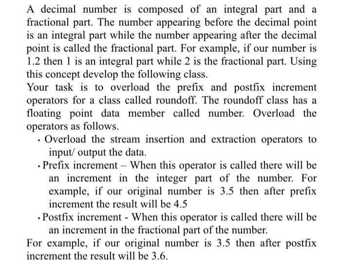 A Decimal Number Is Composed Of An Integral Part And A Fractional Part The Number Appearing Before The Decimal Point Is 1